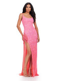 ASHLEYlauren Prom Dress ASHLEYlauren 11357 Fully Beaded Gown with Fringe Accented Slit