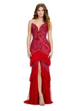 Ashley Lauren 11438 Strapless Beaded Sequin Front Slit Dress Layered T –  Glass Slipper Formals