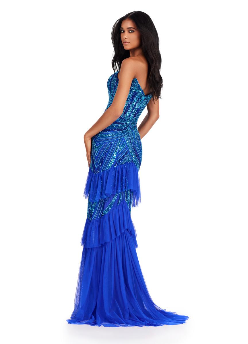 ASHLEYlauren Prom Dress ASHLEYlauren 11438 Strapless Gown with Sequin Motif and Ruffles