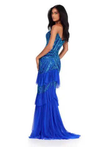 ASHLEYlauren Prom Dress ASHLEYlauren 11438 Strapless Gown with Sequin Motif and Ruffles