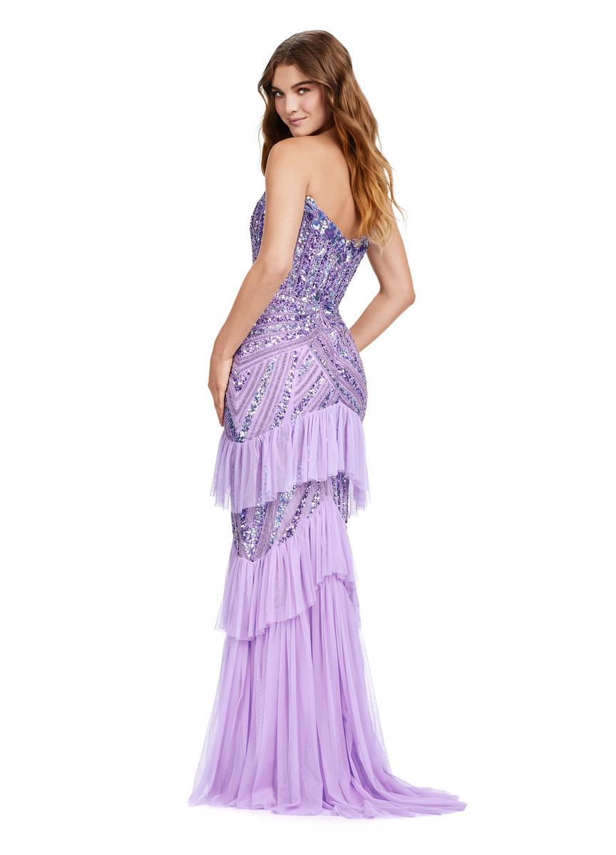 ASHLEYlauren Prom Dress ASHLEYlauren 11438 Strapless Gown with Sequin Motif and Ruffles