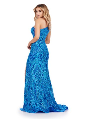 ASHLEYlauren Prom Dress ASHLEYlauren 11471  One Shoulder Stretch Sequin Gown