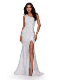 ASHLEYlauren Prom Dress ASHLEYlauren 11471  One Shoulder Stretch Sequin Gown