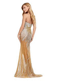 ASHLEYlauren Prom Dress ASHLEYlauren 11509 Gold and Silver Beaded Strapless Gown