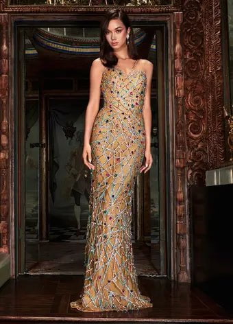 Buy Georgette Embroidered Multi Colour Trendy Gown Online
