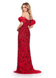 ASHLEYlauren Prom Dress ASHLEYlauren 11585 Beaded Strapless Dress with Detachable Taffeta Puff Sleeves