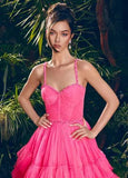 ASHLEYlauren Prom Dress ASHLEYlauren 11603 Spaghetti Strap Tiered Tulle Gown with Corset Bustier