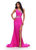 ASHLEYlauren Prom Dress ASHLEYlauren 11617 One Shoulder Jersey Gown with Beaded Bustier