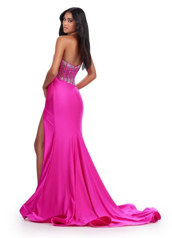 ASHLEYlauren Prom Dress ASHLEYlauren 11617 One Shoulder Jersey Gown with Beaded Bustier