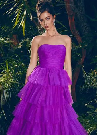 ASHLEYlauren Prom Dress ASHLEYlauren 11621 Strapless Tiered Tulle Ball Gown