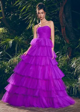 ASHLEYlauren Prom Dress ASHLEYlauren 11621 Strapless Tiered Tulle Ball Gown