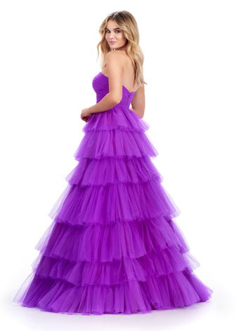 ASHLEYlauren Prom Dress ASHLEYlauren 11621 Strapless Tiered Tulle Ball Gown