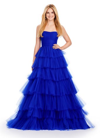 ASHLEYlauren Prom Dress ASHLEYlauren 11621 Strapless Tiered Tulle Ball Gown