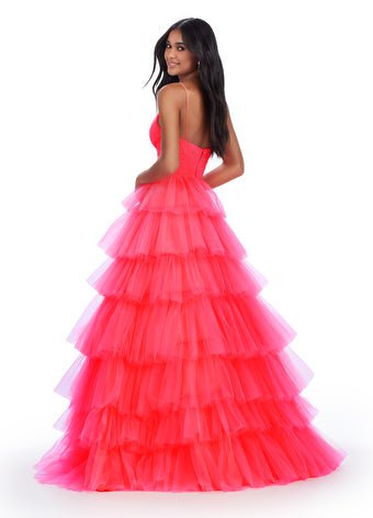 ASHLEYlauren Prom Dress ASHLEYlauren 11622 Spaghetti Strap Tiered Tulle Ball Gown