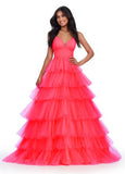 ASHLEYlauren Prom Dress ASHLEYlauren 11622 Spaghetti Strap Tiered Tulle Ball Gown