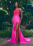 ASHLEYlauren Prom Dress ASHLEYlauren 11690 Strapless Jersey Dress with Corset Bustier and Press On Stones