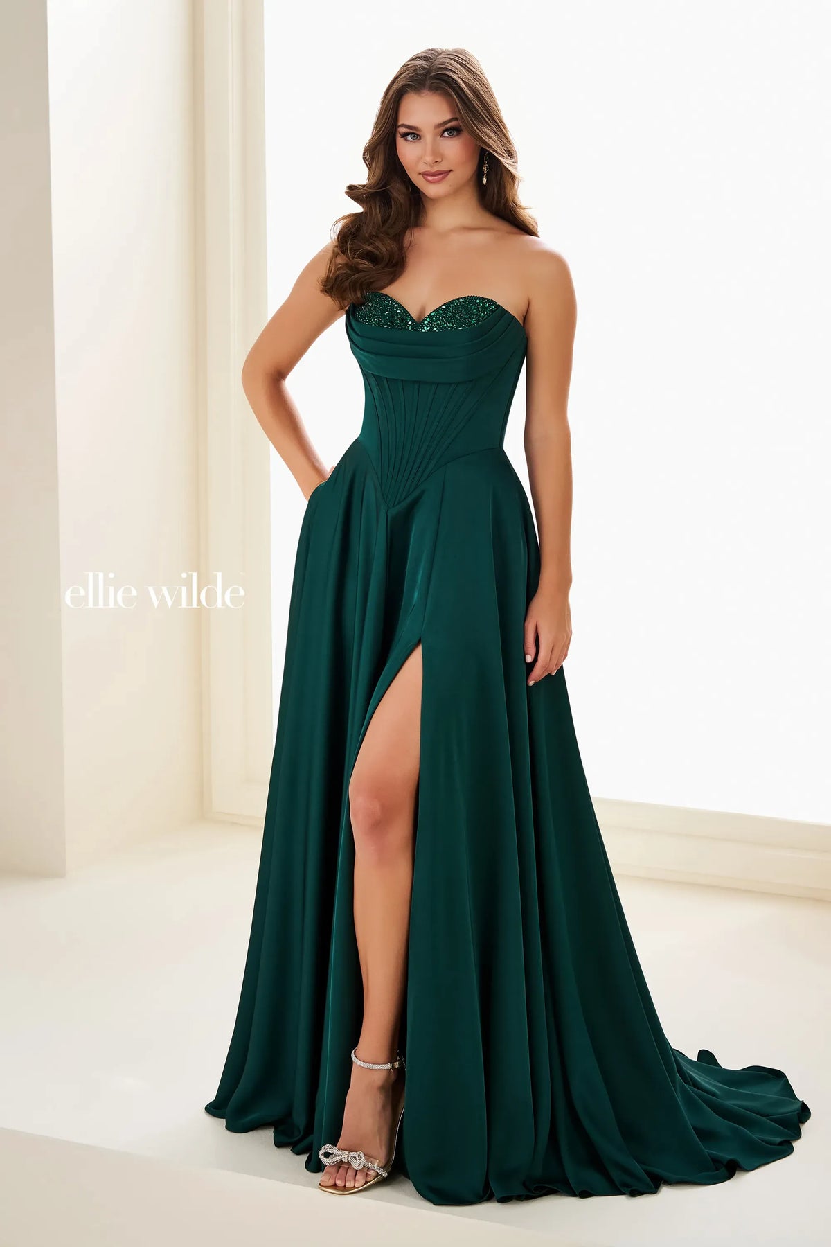 Ellie Wilde Prom Dress Forest Green / 00 Ellie Wilde EW37213