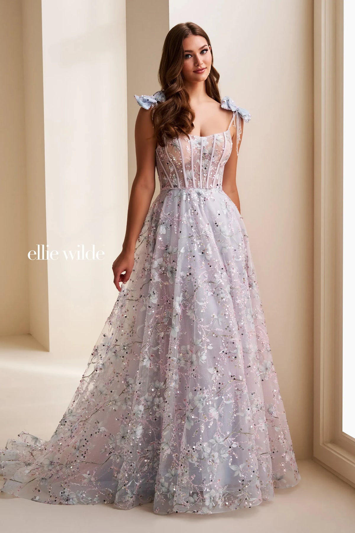 Ellie Wilde Prom Dress Ice Blue/Multi / 00 Ellie Wilde EW37020