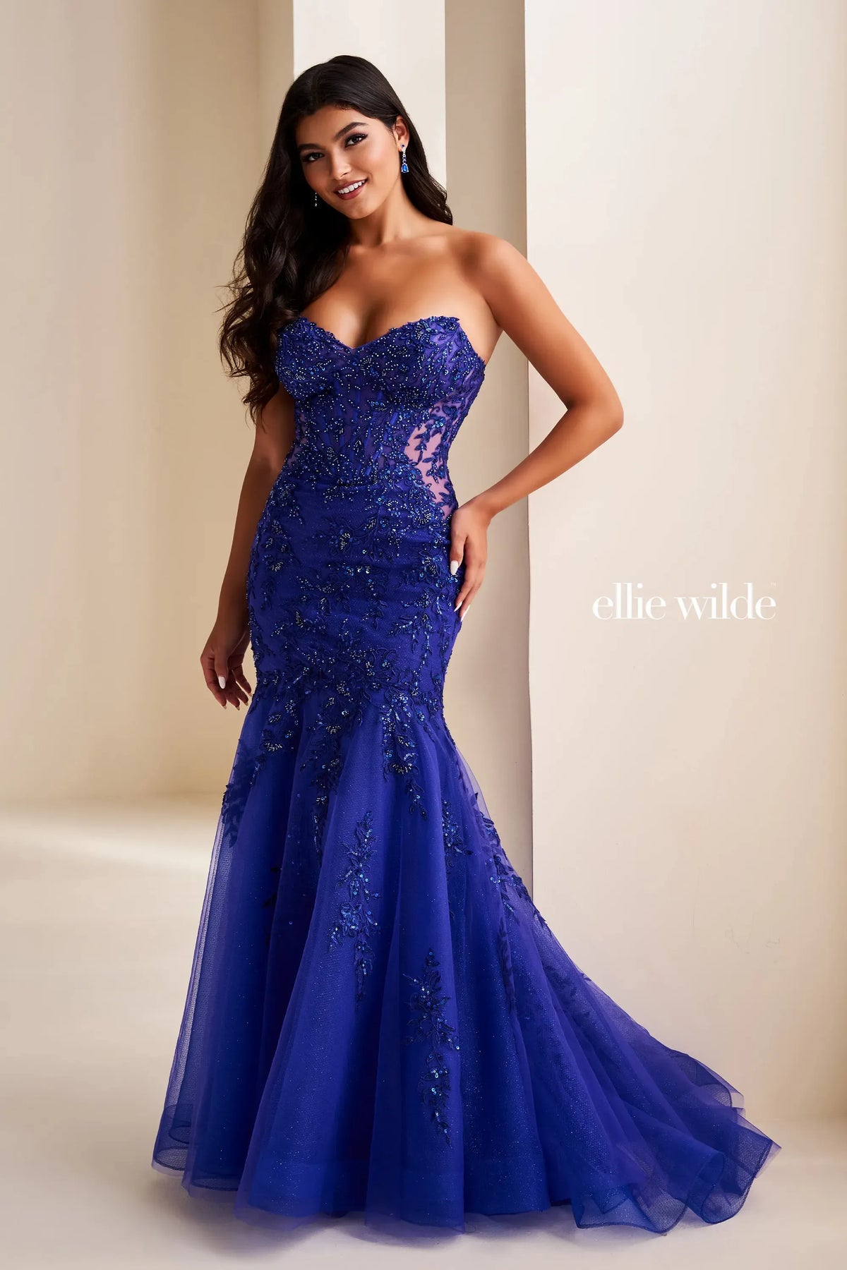 Ellie Wilde Prom Dress Indigo / 00 Ellie Wilde EW37085