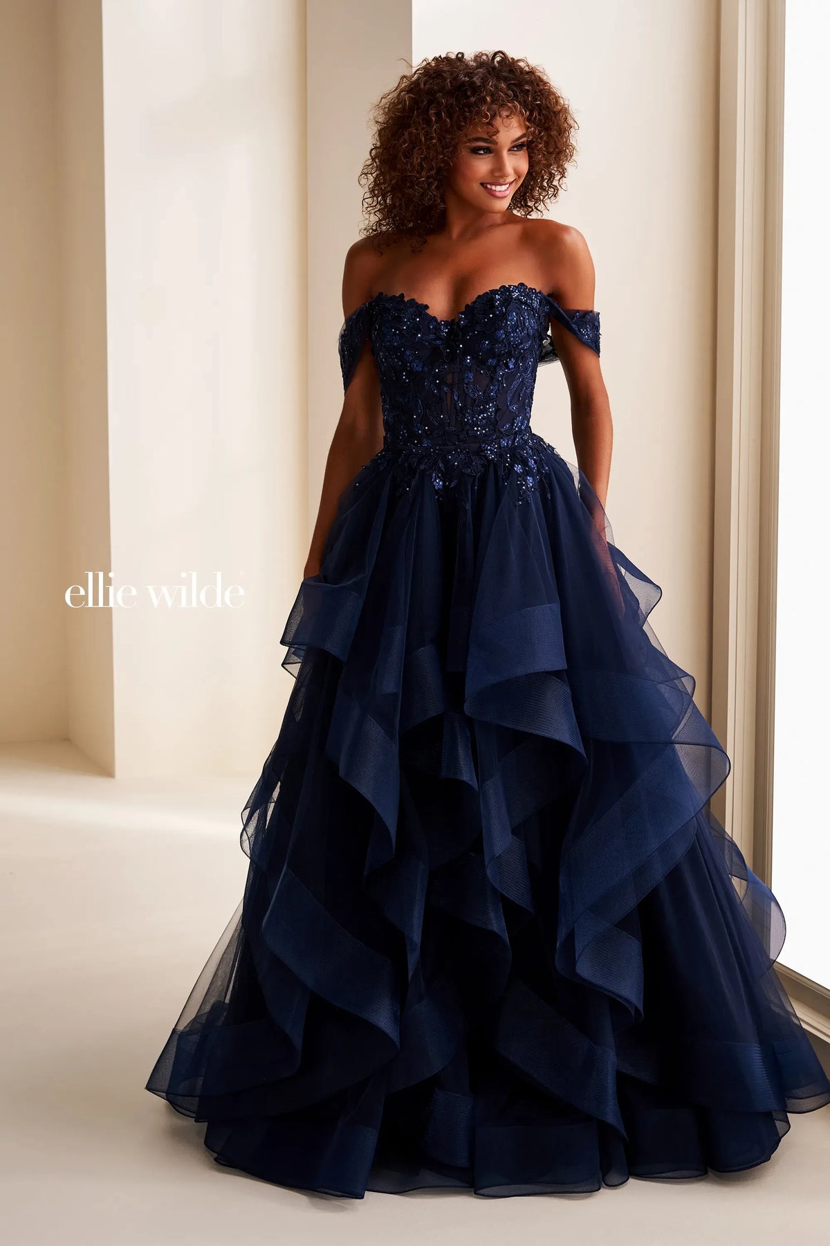Ellie Wilde Prom Dress Navy Blue / 00 Ellie Wilde EW37201