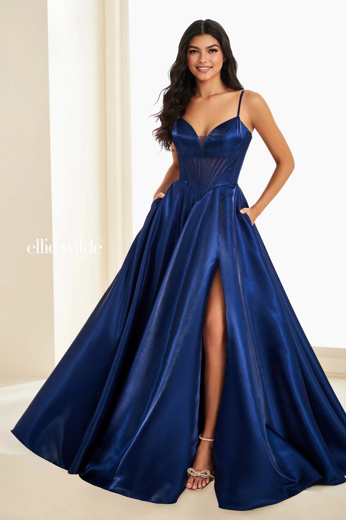 Ellie Wilde Prom Dress Navy Blue / 00 Ellie Wilde EW37226