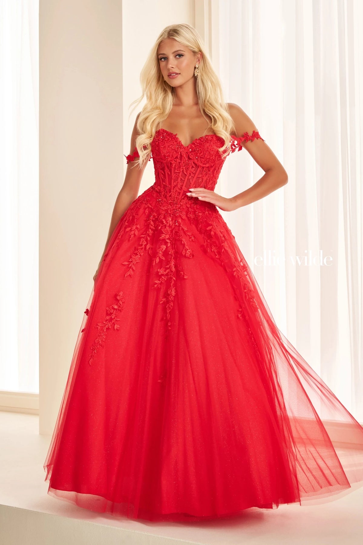 Ellie Wilde Prom Dress Red / 00 Ellie Wilde EW37028