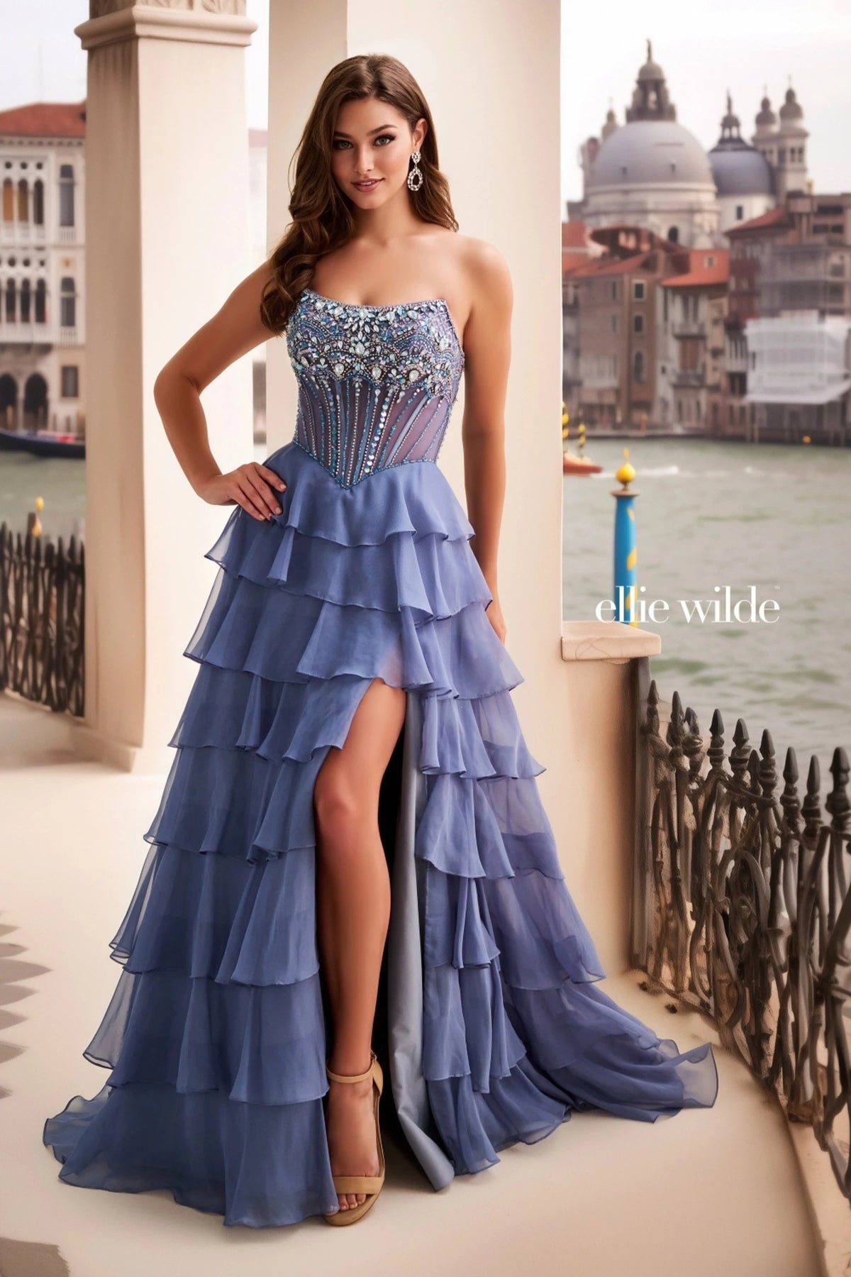 Ellie Wilde Prom Dress Slate / 00 Ellie Wilde EW37057
