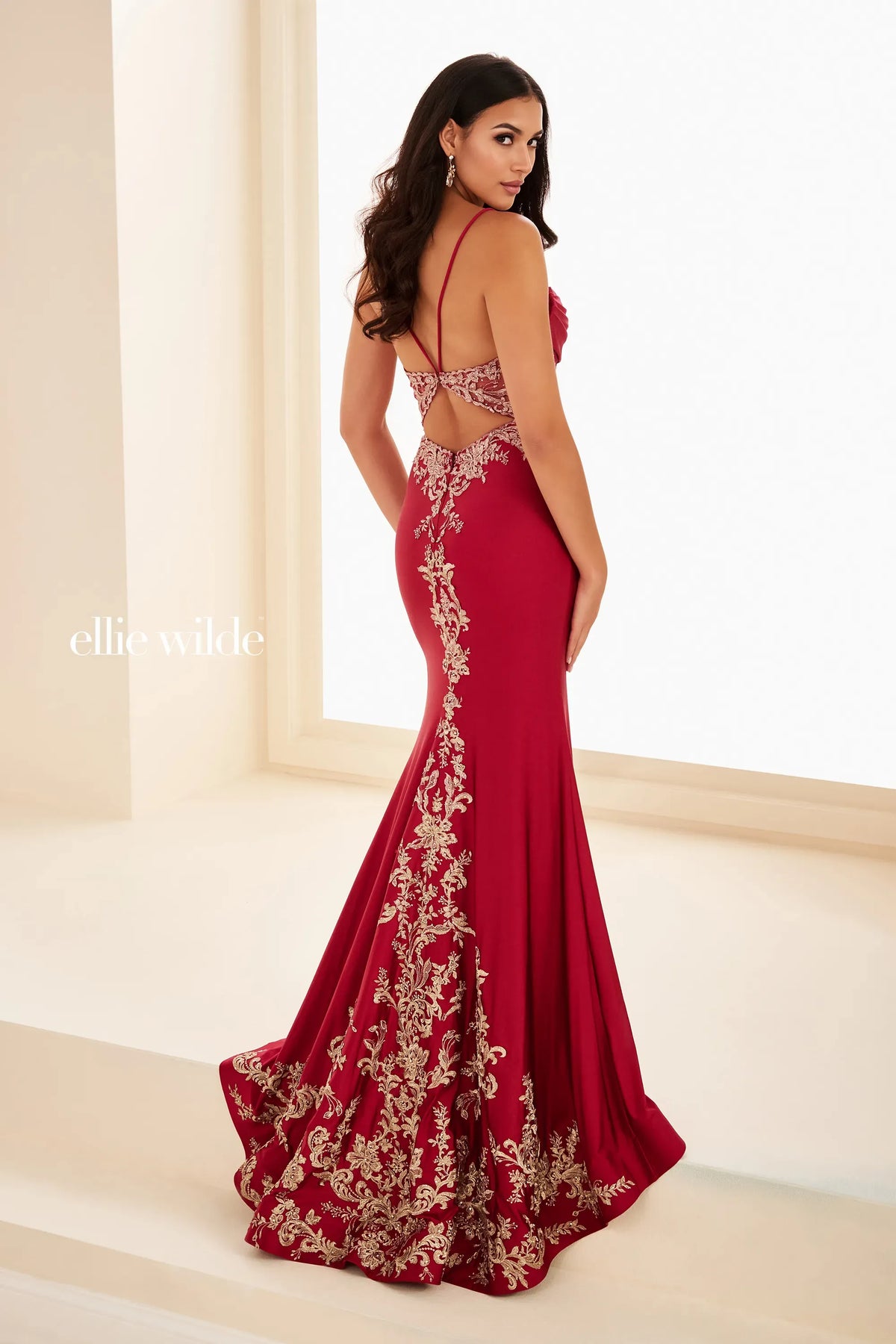 Ellie Wilde Prom Dress Wine/Rose Gold / 00 Ellie Wilde EW37068