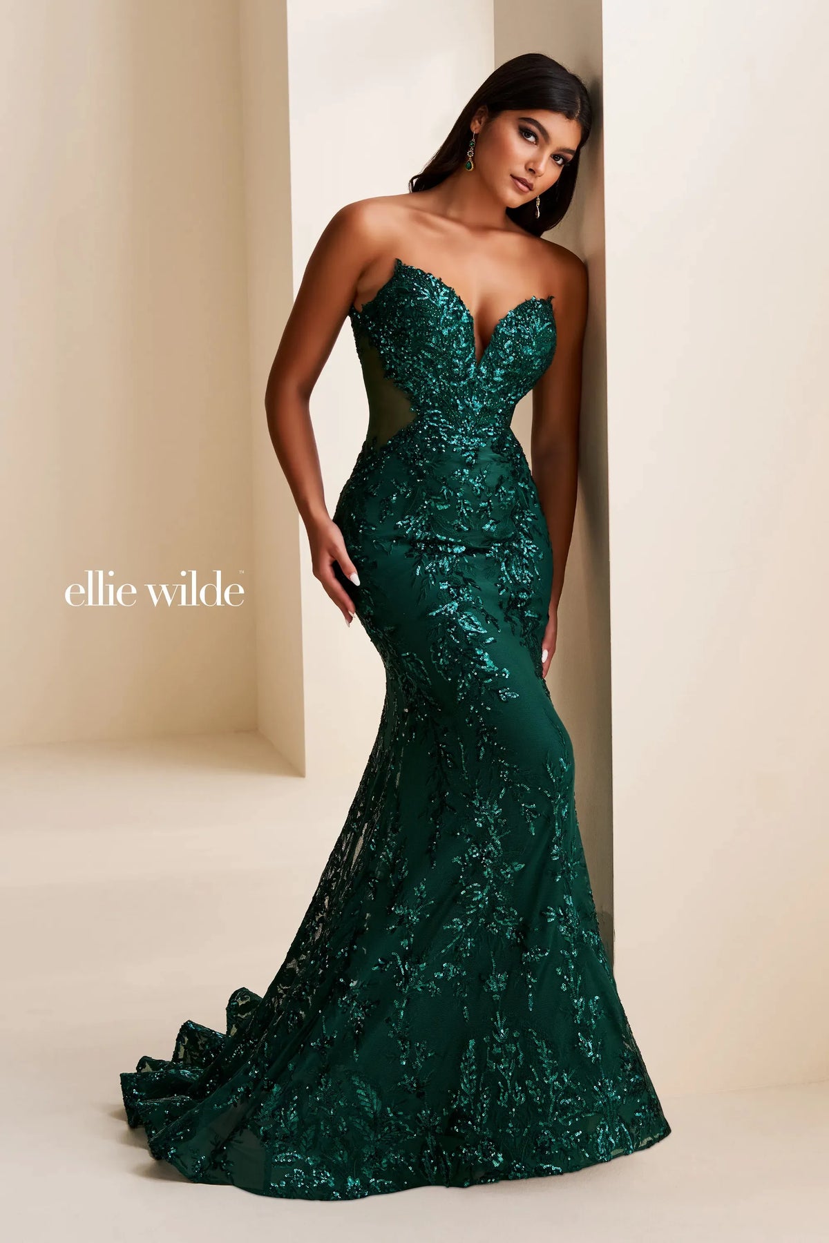 Ellie Wilde EW37042 Emerald Mermaid prom dress