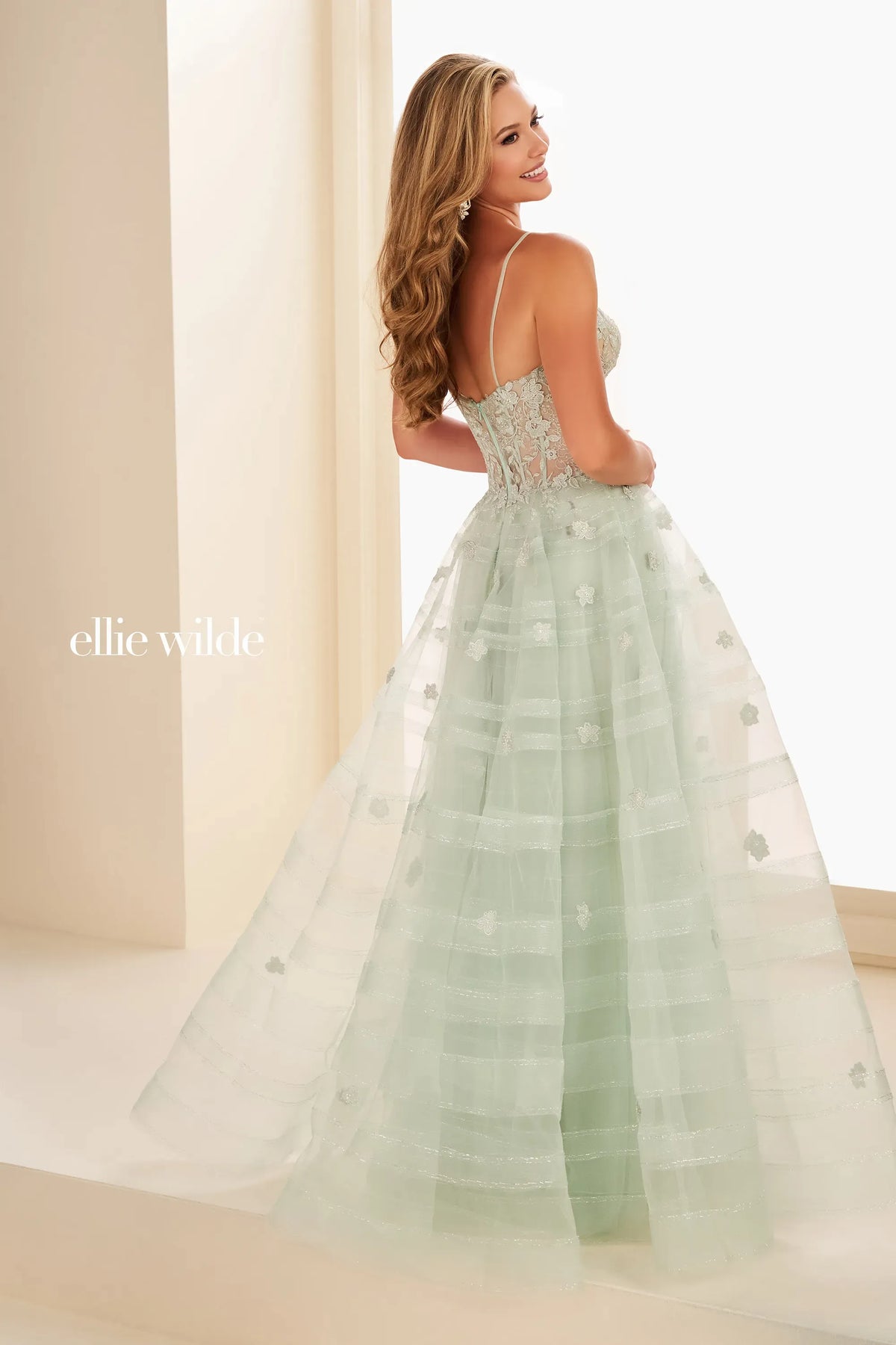 Ellie Wilde EW37097 Sage Ball Gown prom dress