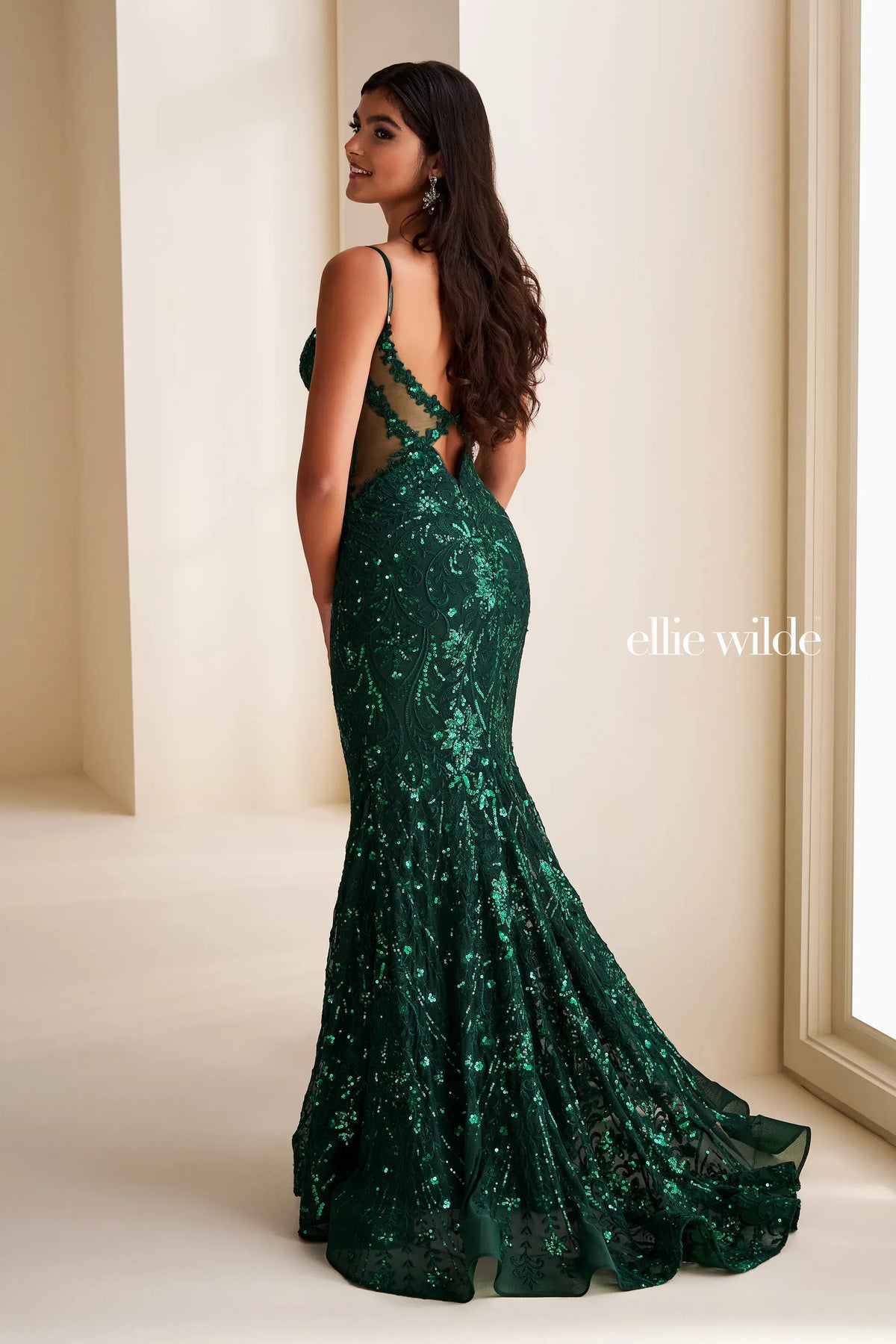 Ellie Wilde EW37204 Emerald Mermaid prom dress