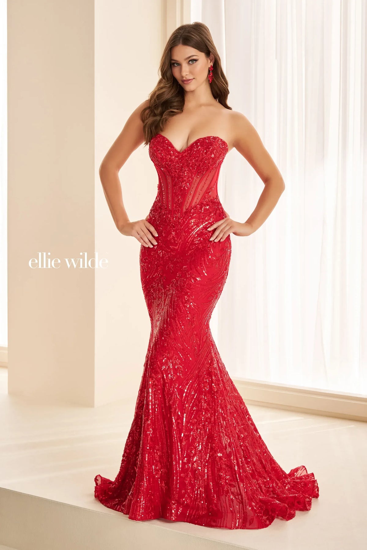 Ellie Wilde Prom Dress Red Ellie Wilde EW38013
