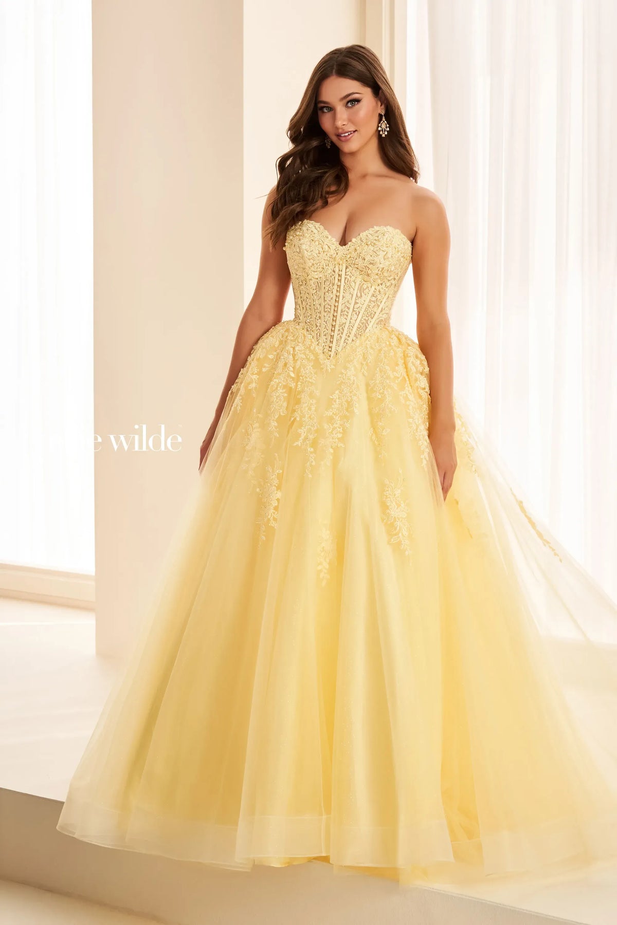 Ellie Wilde Prom Dress Light Yellow Ellie Wilde EW38018