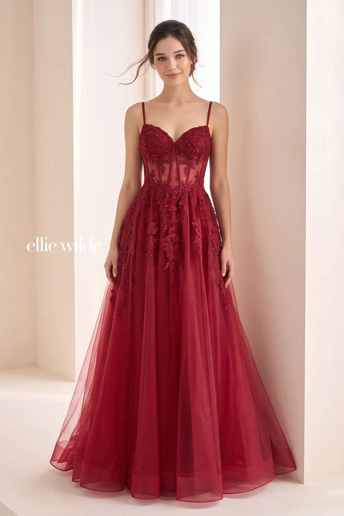 Ellie Wilde Prom Dress Wine Ellie Wilde EW38072