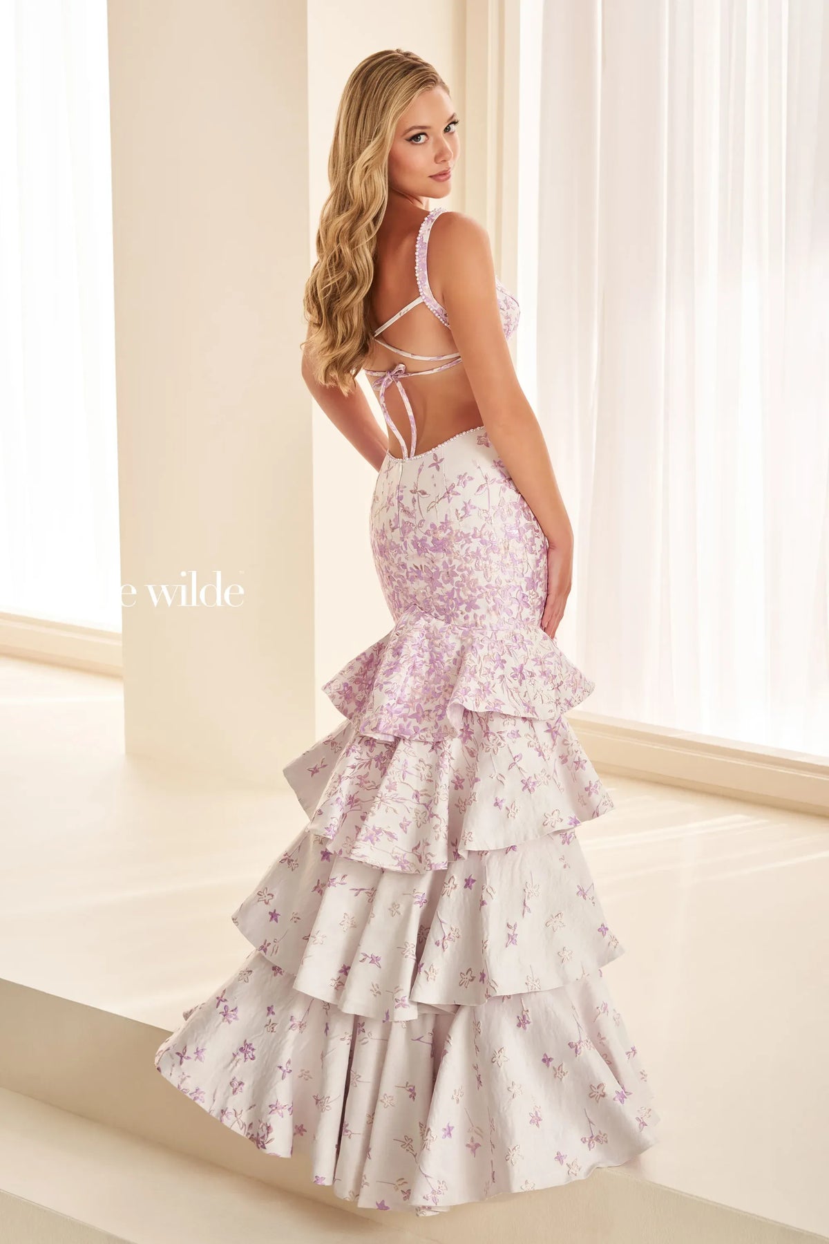 Ellie Wilde Prom Dress Lilac/Multi Ellie Wilde EW38085 back