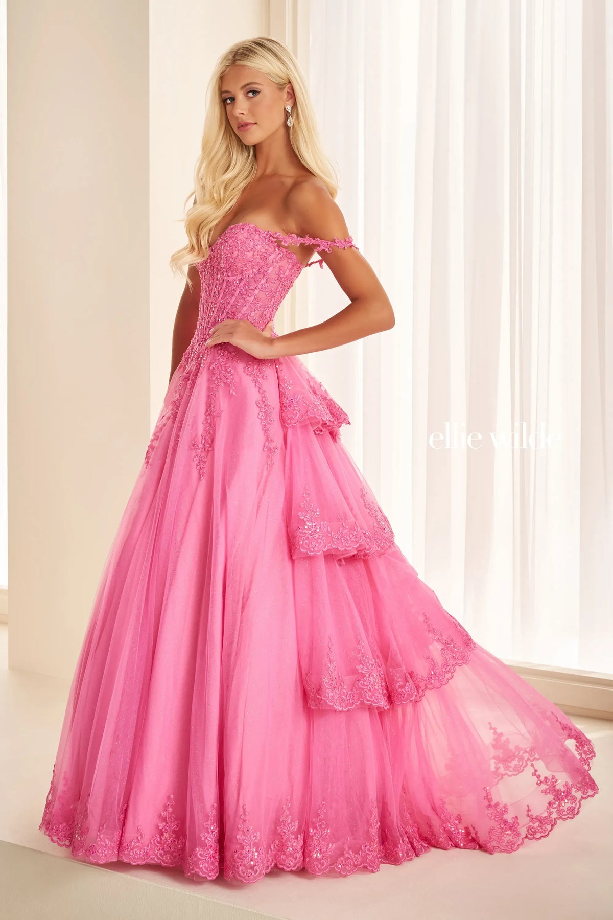 Ellie Wilde Prom Dress Hot Pink Ellie Wilde EW38092