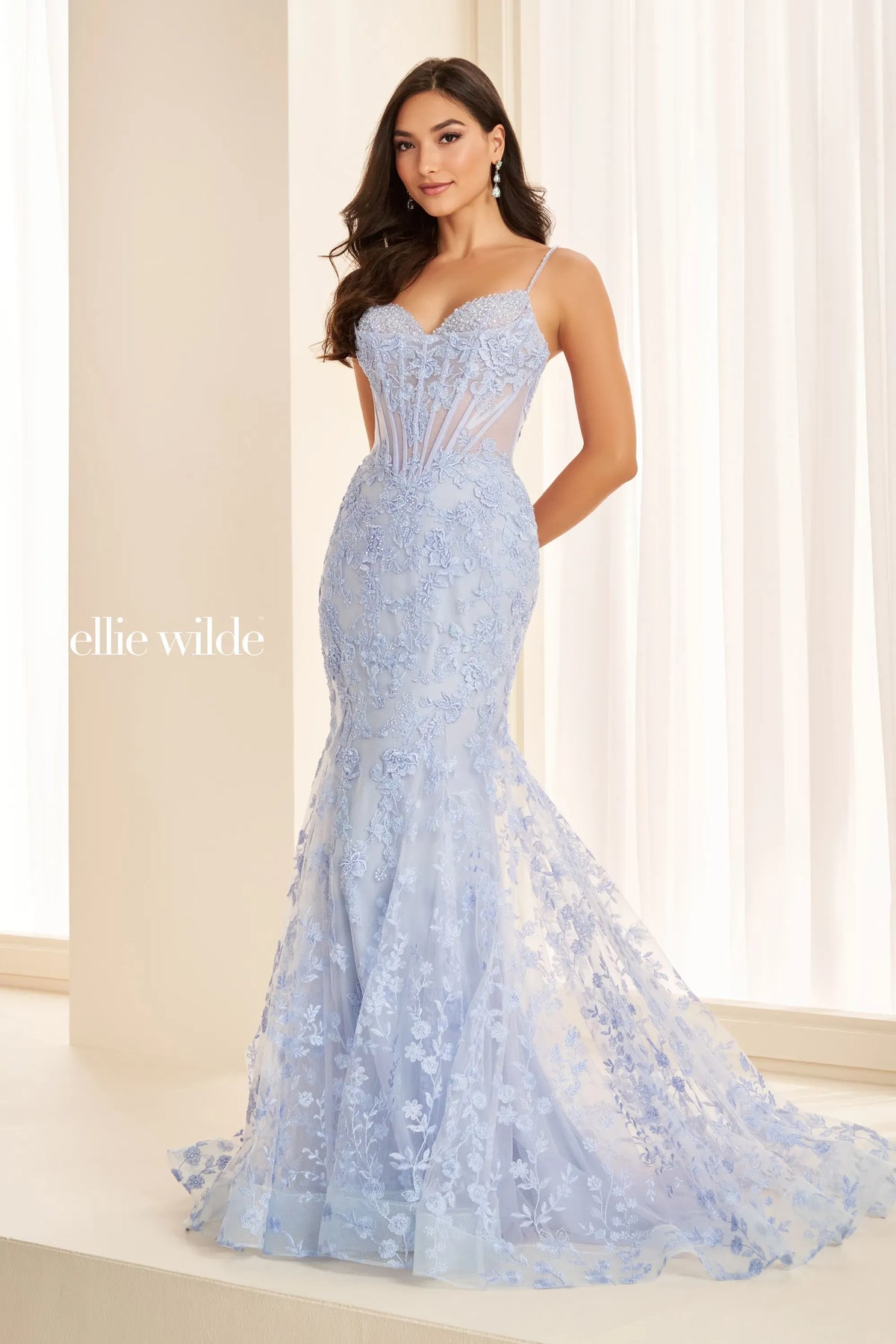Ellie Wilde Prom Dress Light Blue Ellie Wilde EW38094