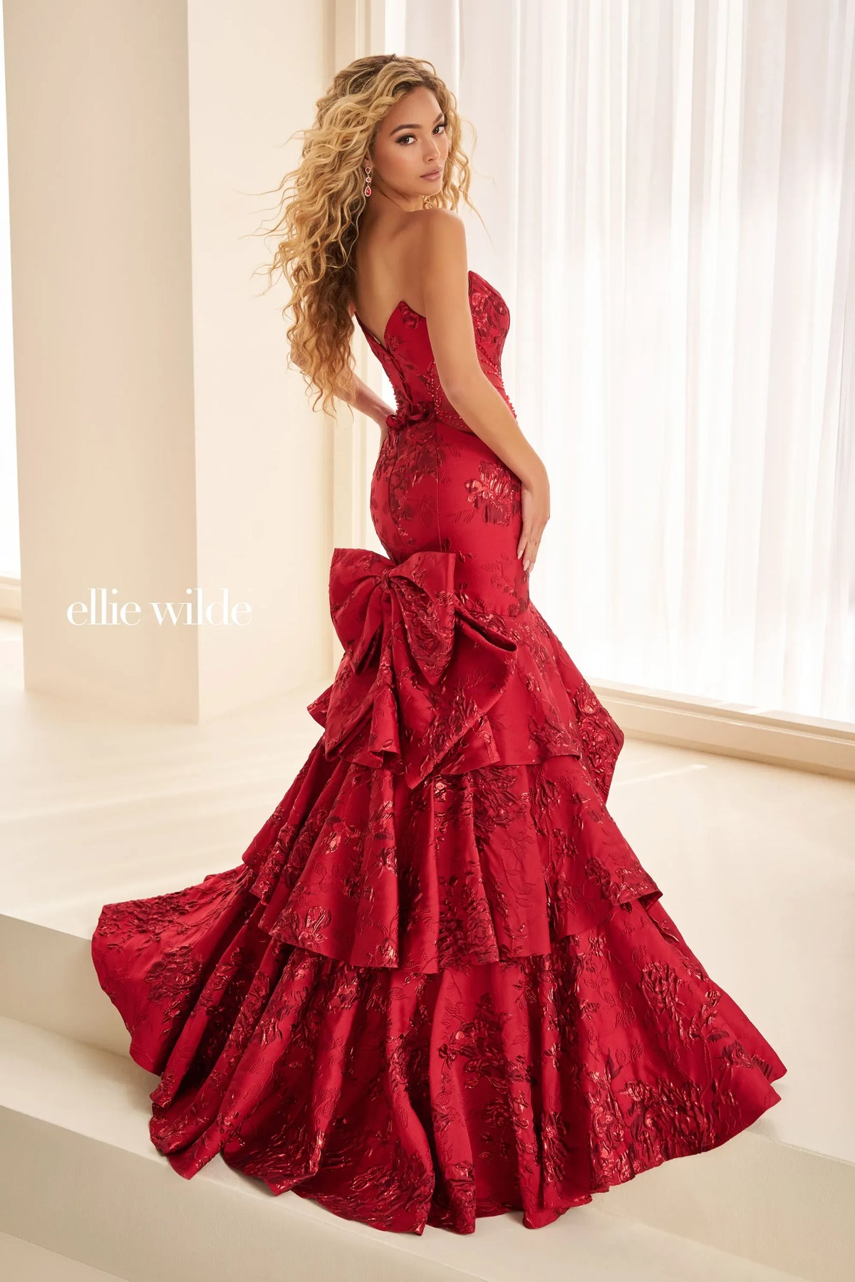 Ellie Wilde Prom Dress Red Ellie Wilde EW38099 back