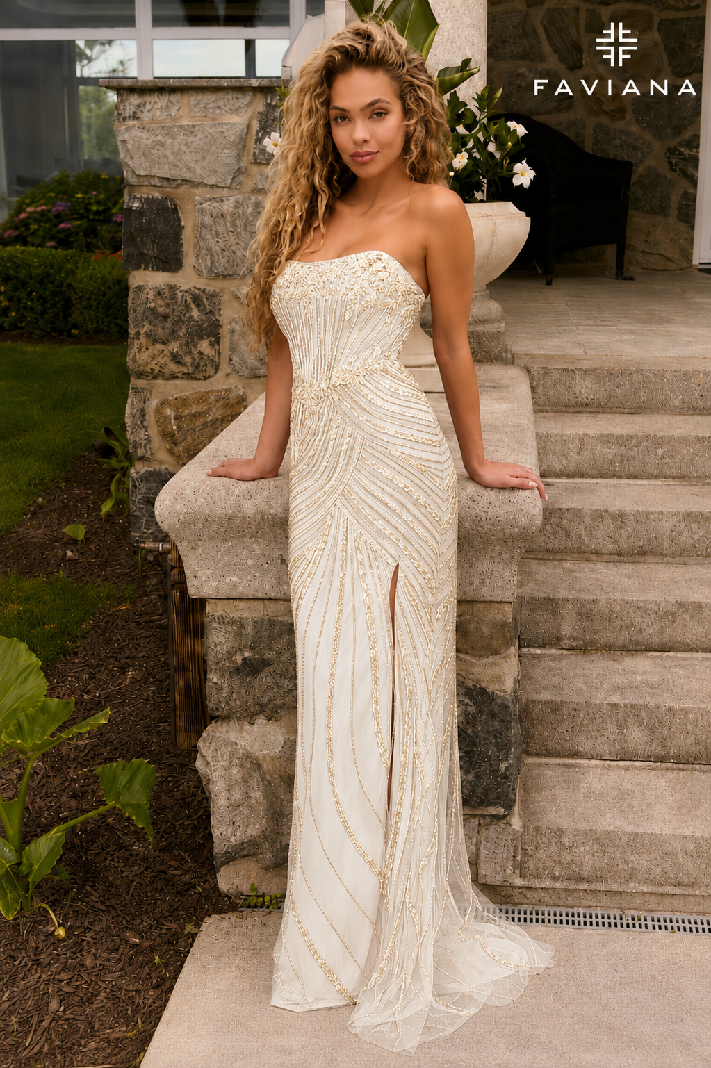 Faviana Prom Dress 00 / Ivory/Gold Faviana 11615 Dress
