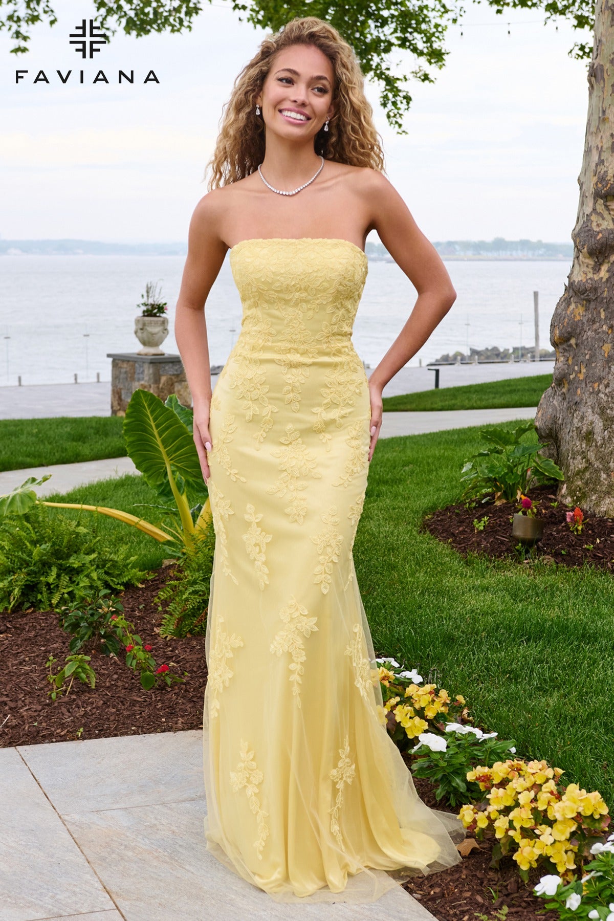 Faviana Prom Dress 00 / Light Yellow Faviana 11627 Dress