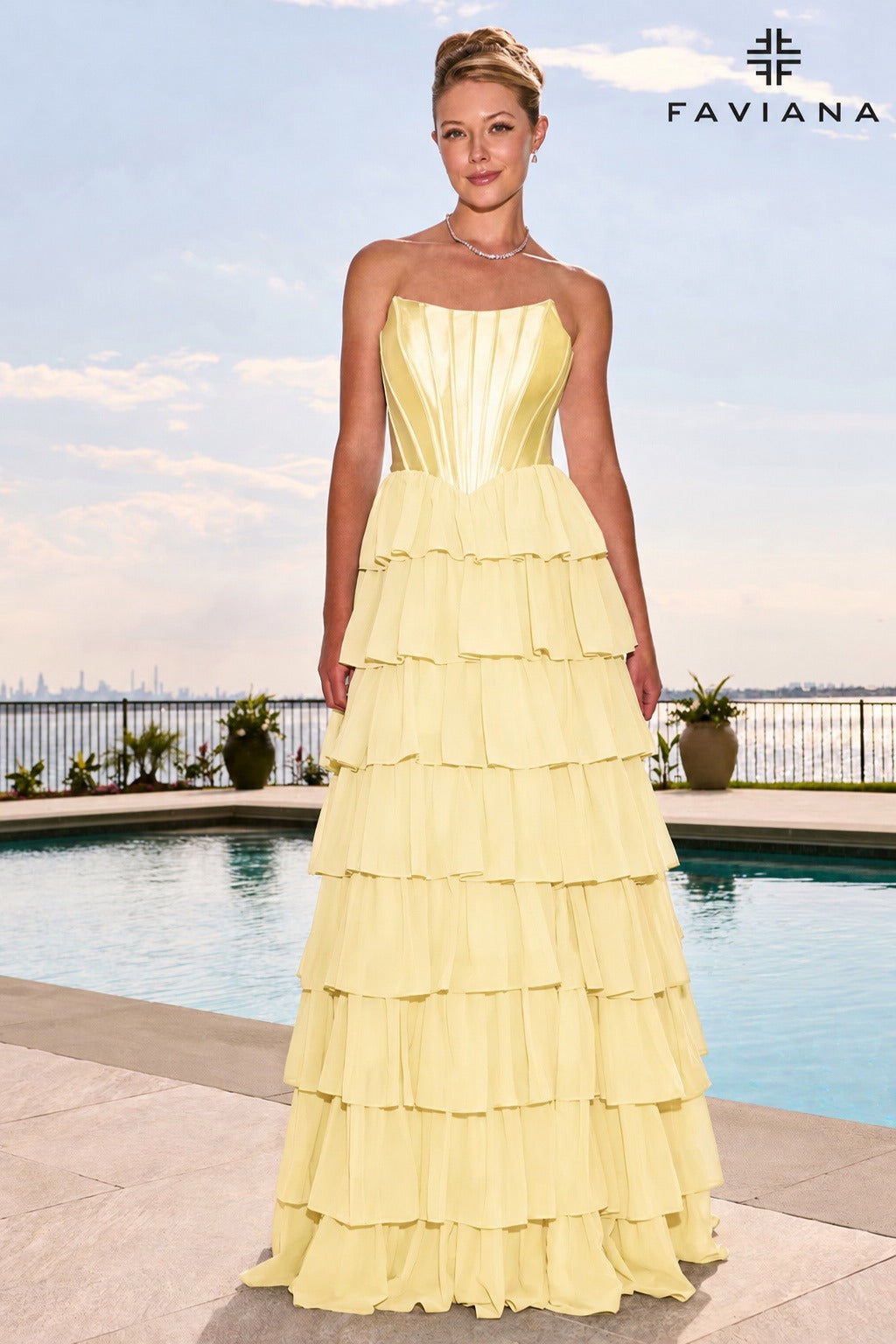 Faviana Prom Dress 00 / Light Yellow Faviana 11631 Dress