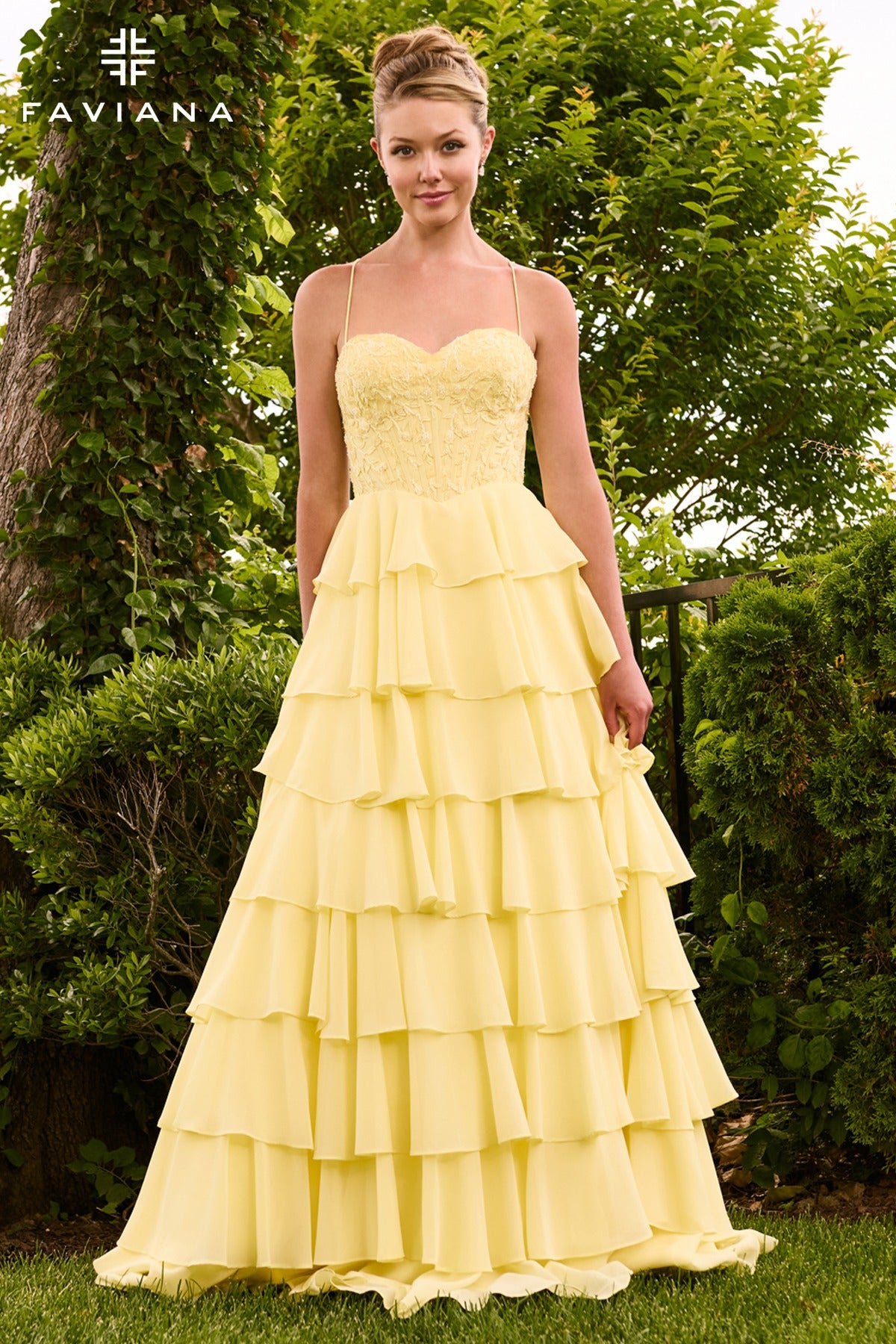 Faviana Prom Dress 00 / Light Yellow Faviana 11665 Dress