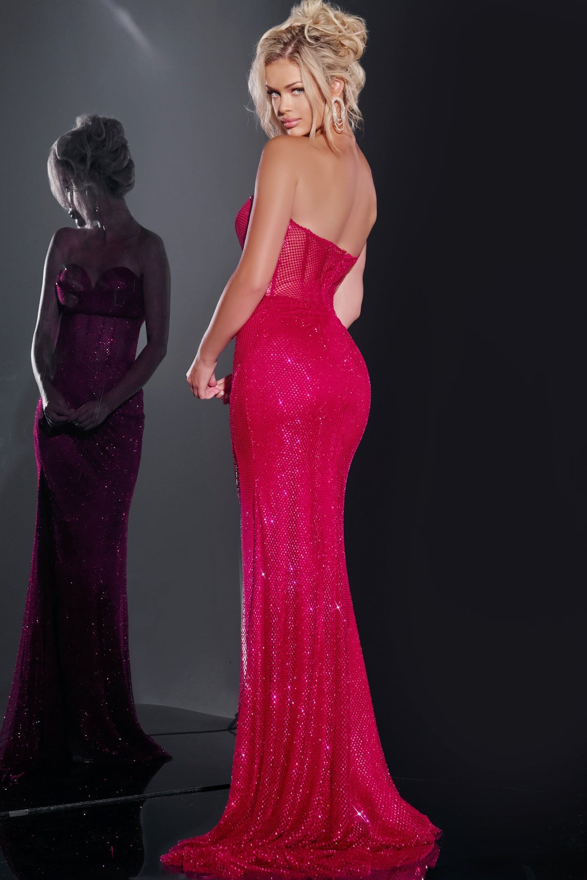 Jovani 36684 Stunning Fitted Gown with Sheer Bodice and High Slit