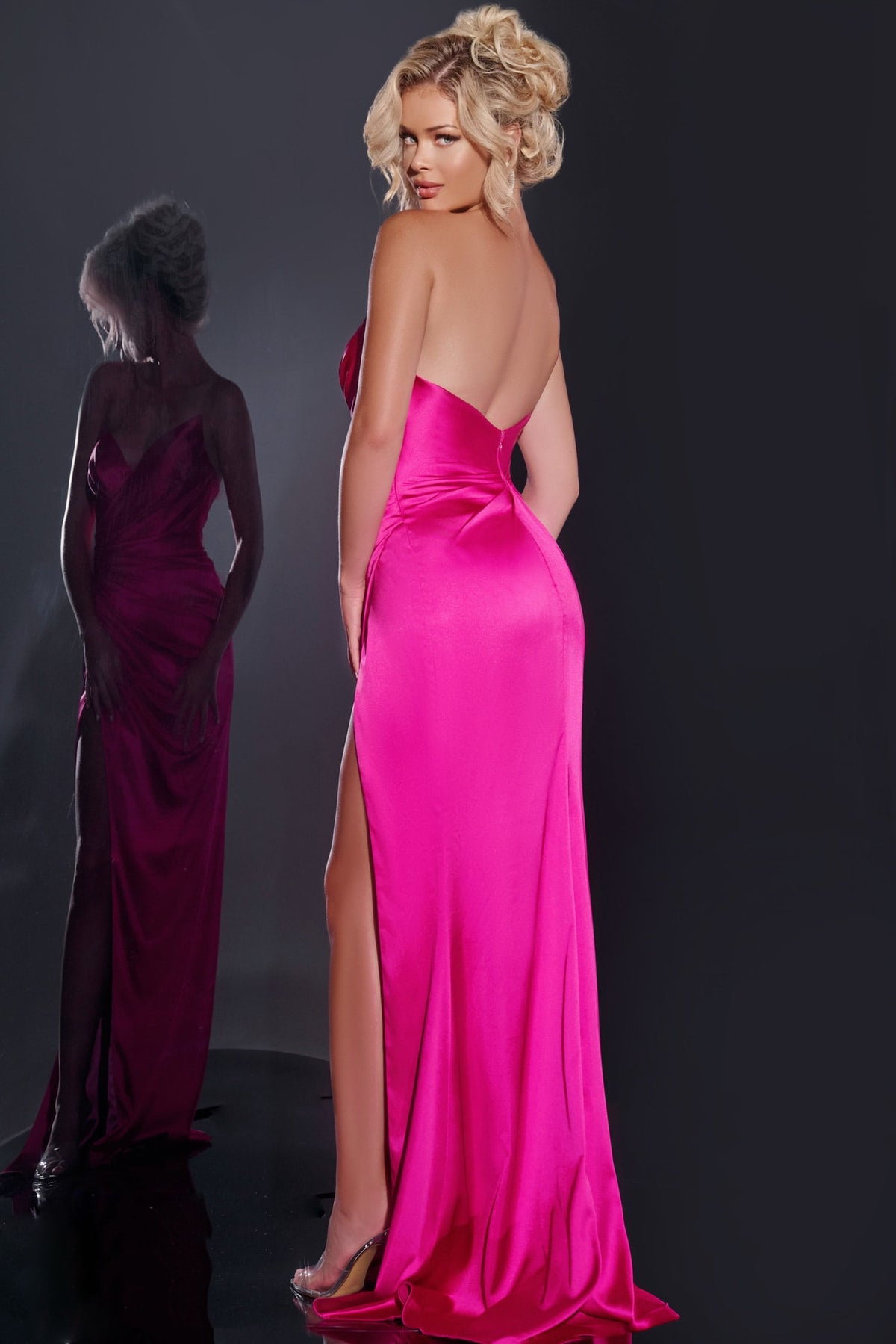 Jovani 37079 Fitted Satin Strapless Floor Length Gown