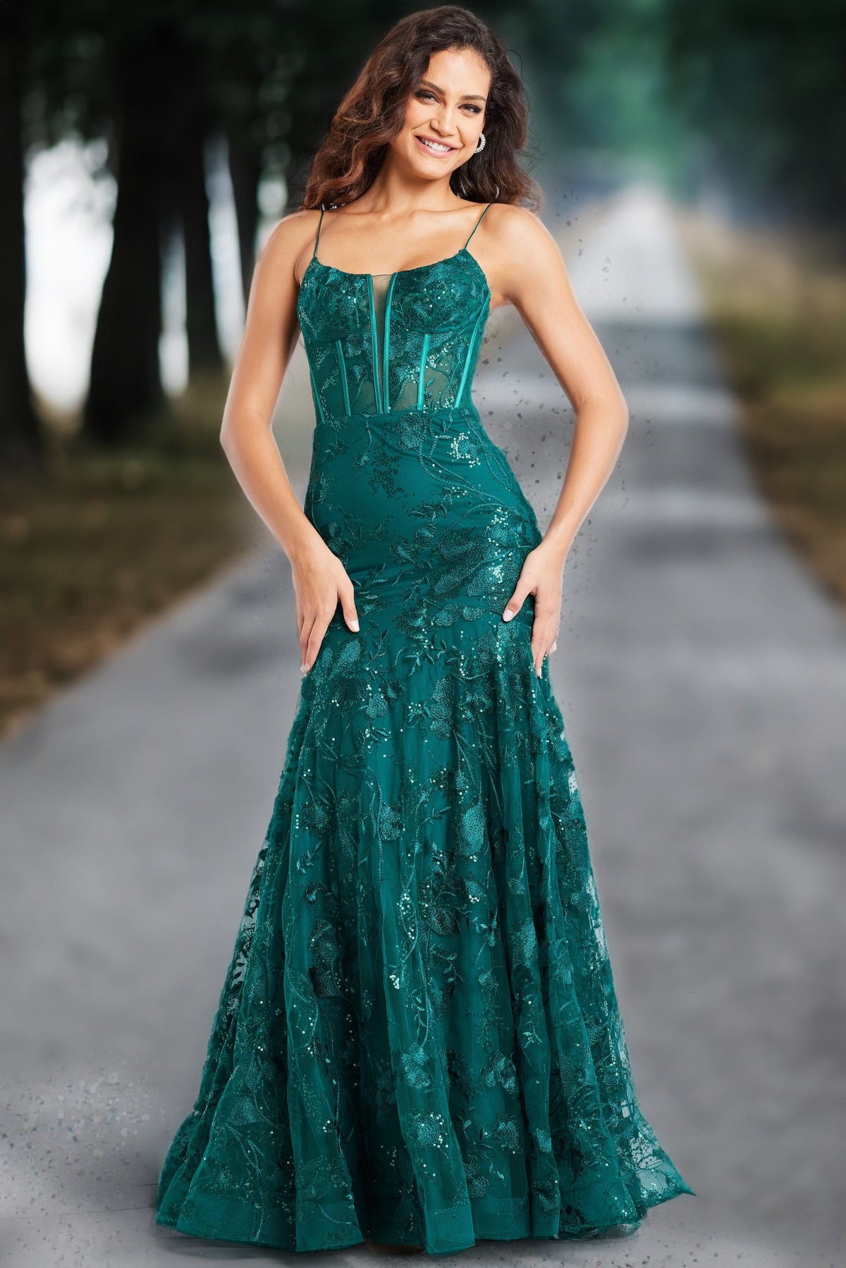 Jovani 38004 Yellow V Neckline Beaded Gown