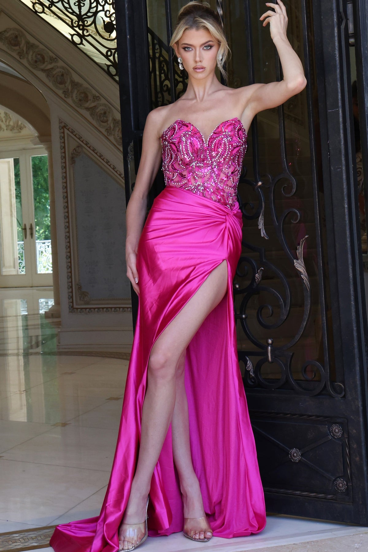 Jovani 43417 Embellished Corset Satin Mermaid Gown