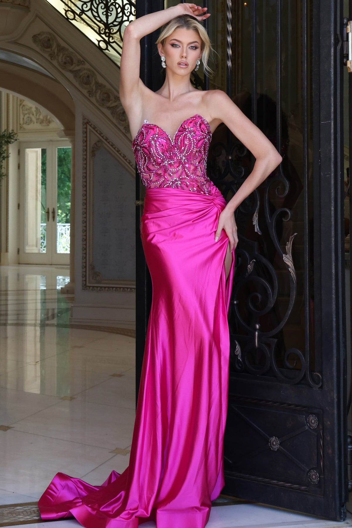 Jovani 43417 Embellished Corset Satin Mermaid Gown