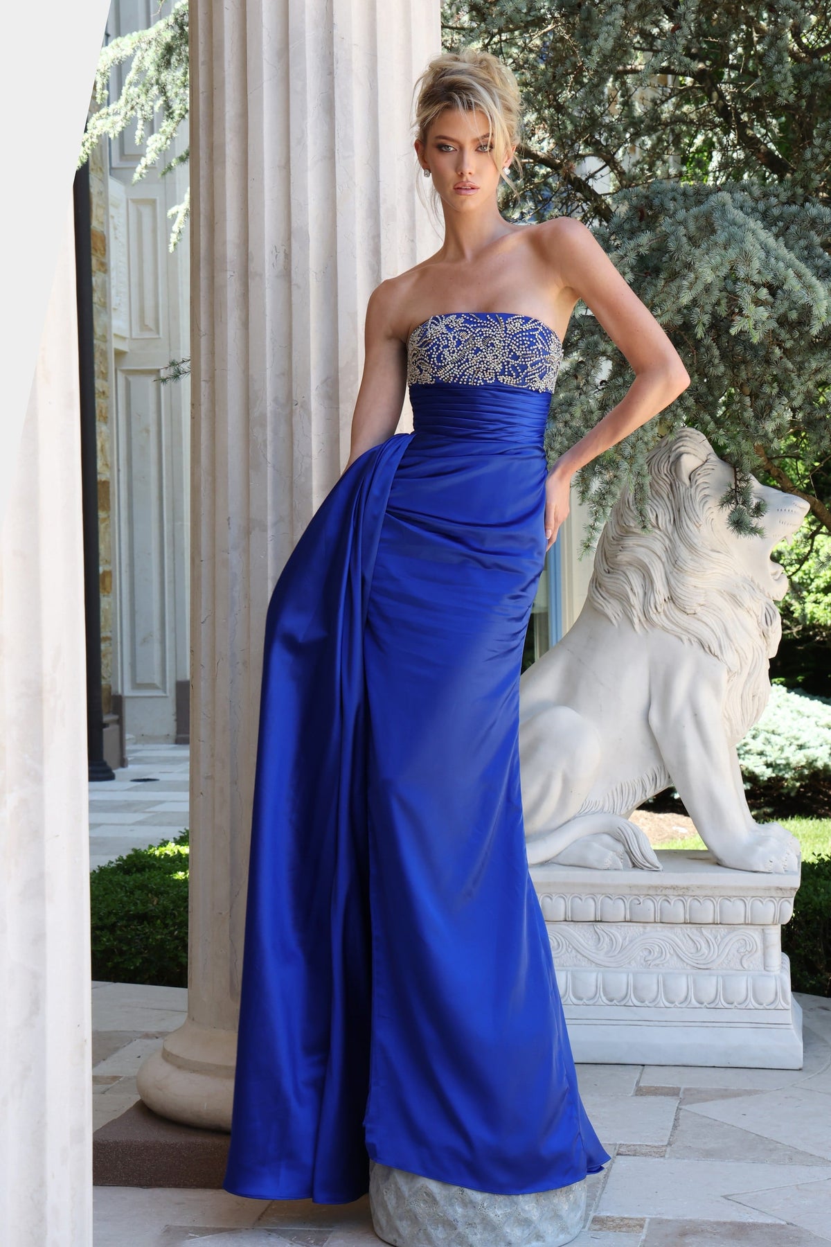 Jovani 43674 Strapless Beaded Satin Prom Dress