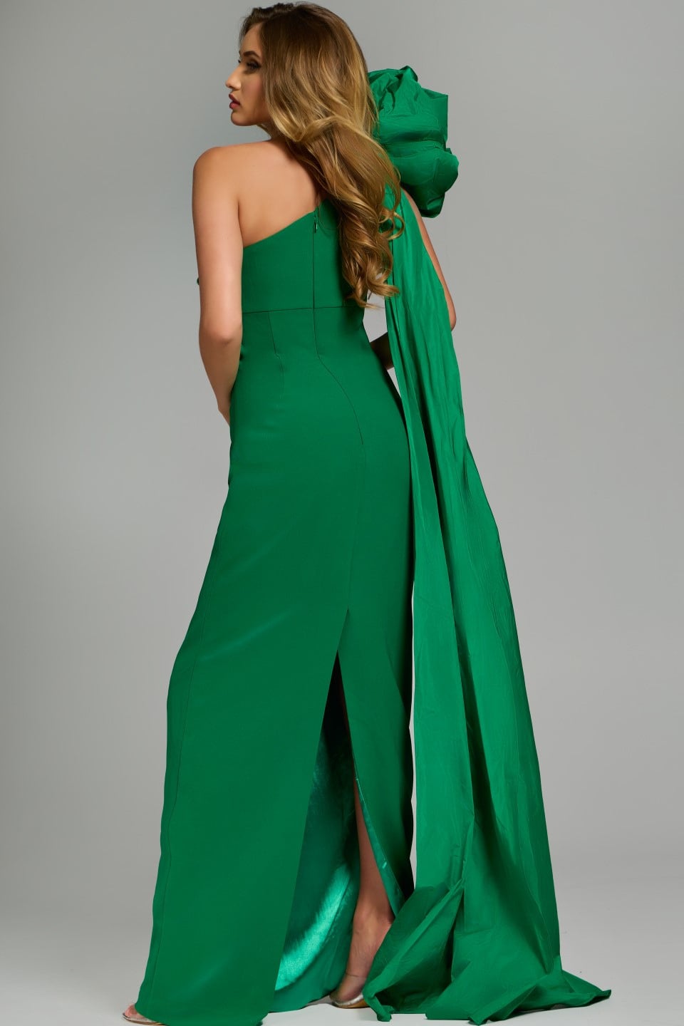 Jovani 44248 Elegant One-Shoulder Gown with Dramatic Bow Accent