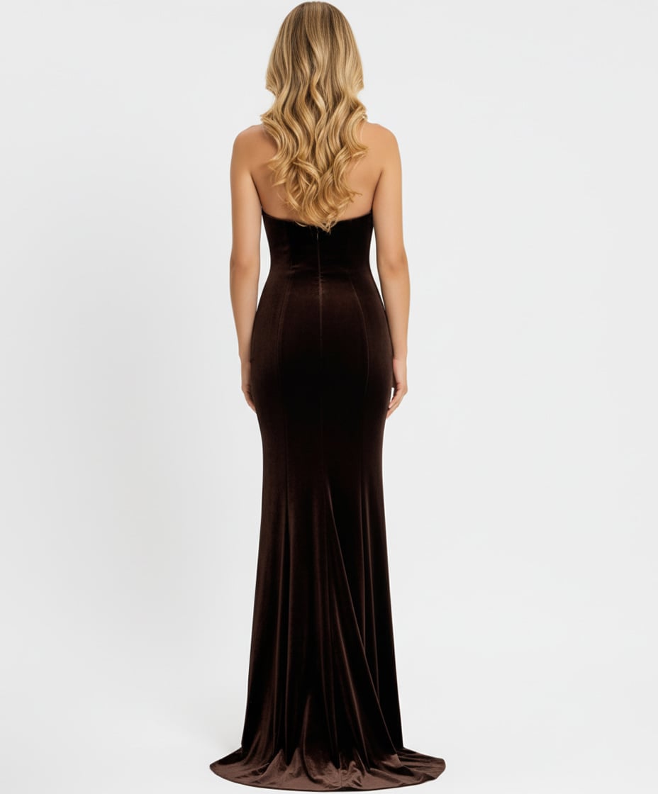 Jovani 45479 Strapless Velvet Gown with Sweetheart Neckline
